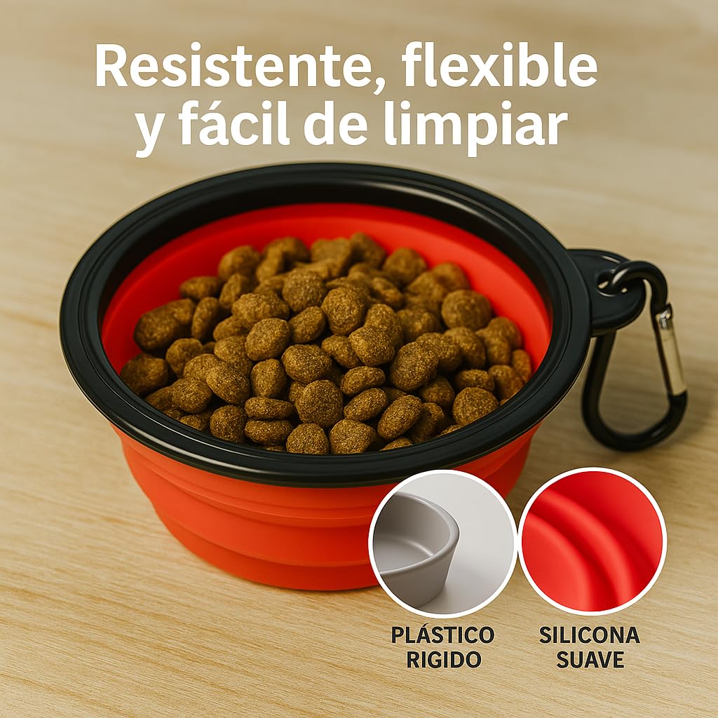 Comedero Bebedero Plegable de Silicona para Perros 350 ml
