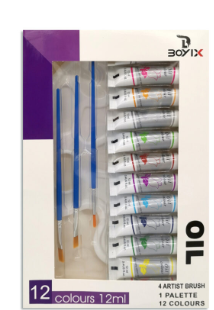 Óleos x12 con pinceles y paleta