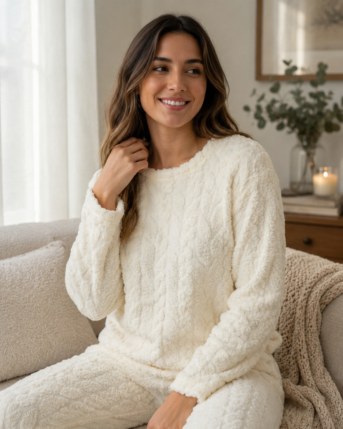 Pijama Dos Piezas Plush Blanco