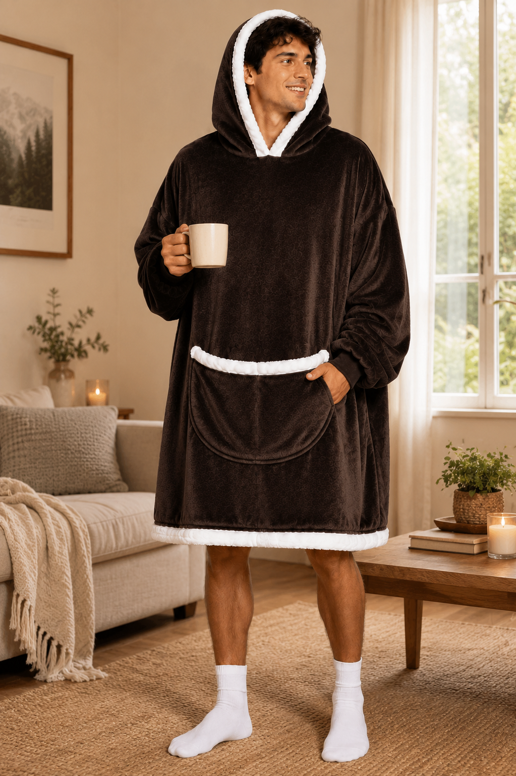 Buzo Manta Unisex Con Corderito Interior y Capucha