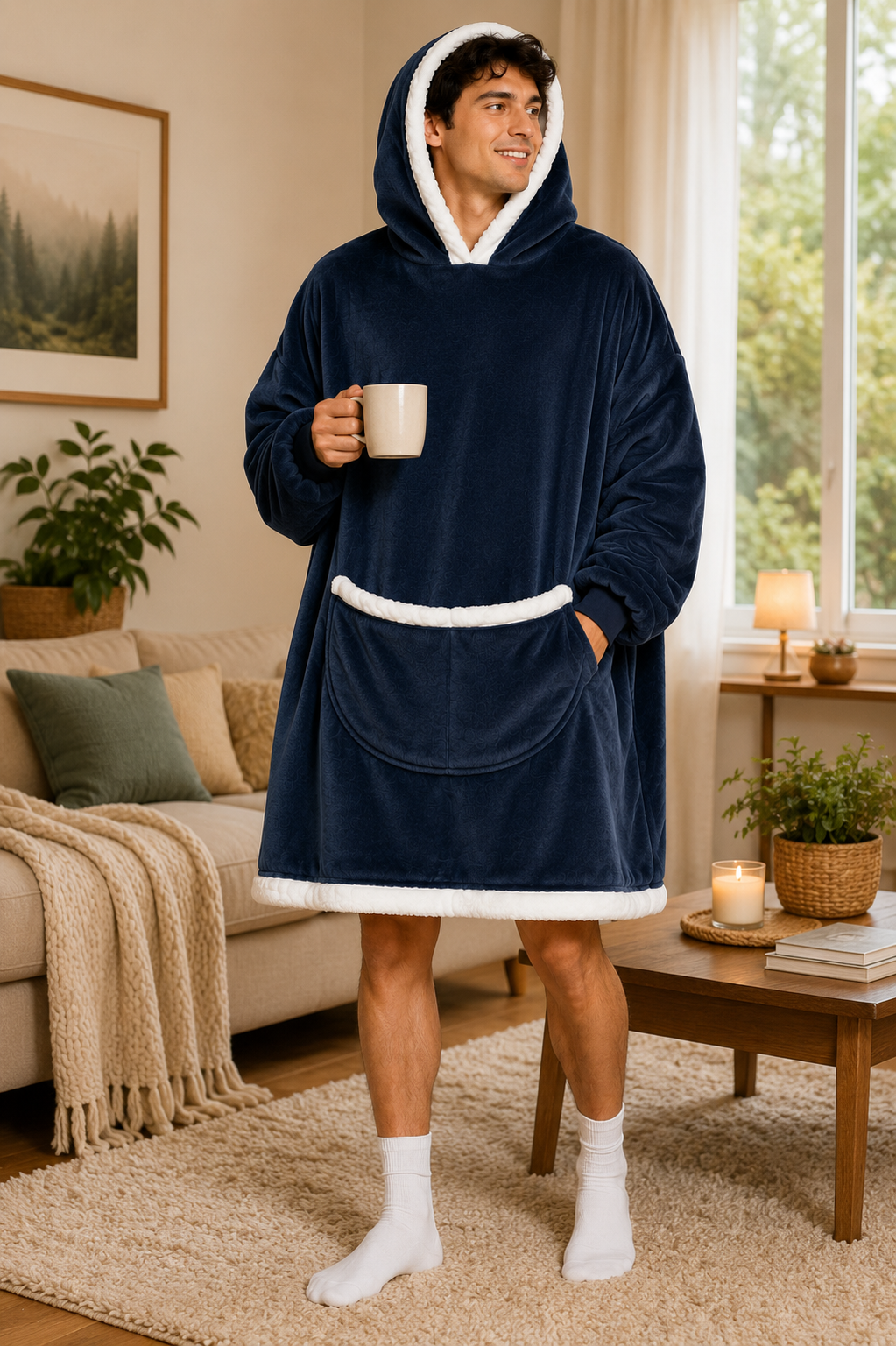Buzo Manta Unisex Con Corderito Interior y Capucha