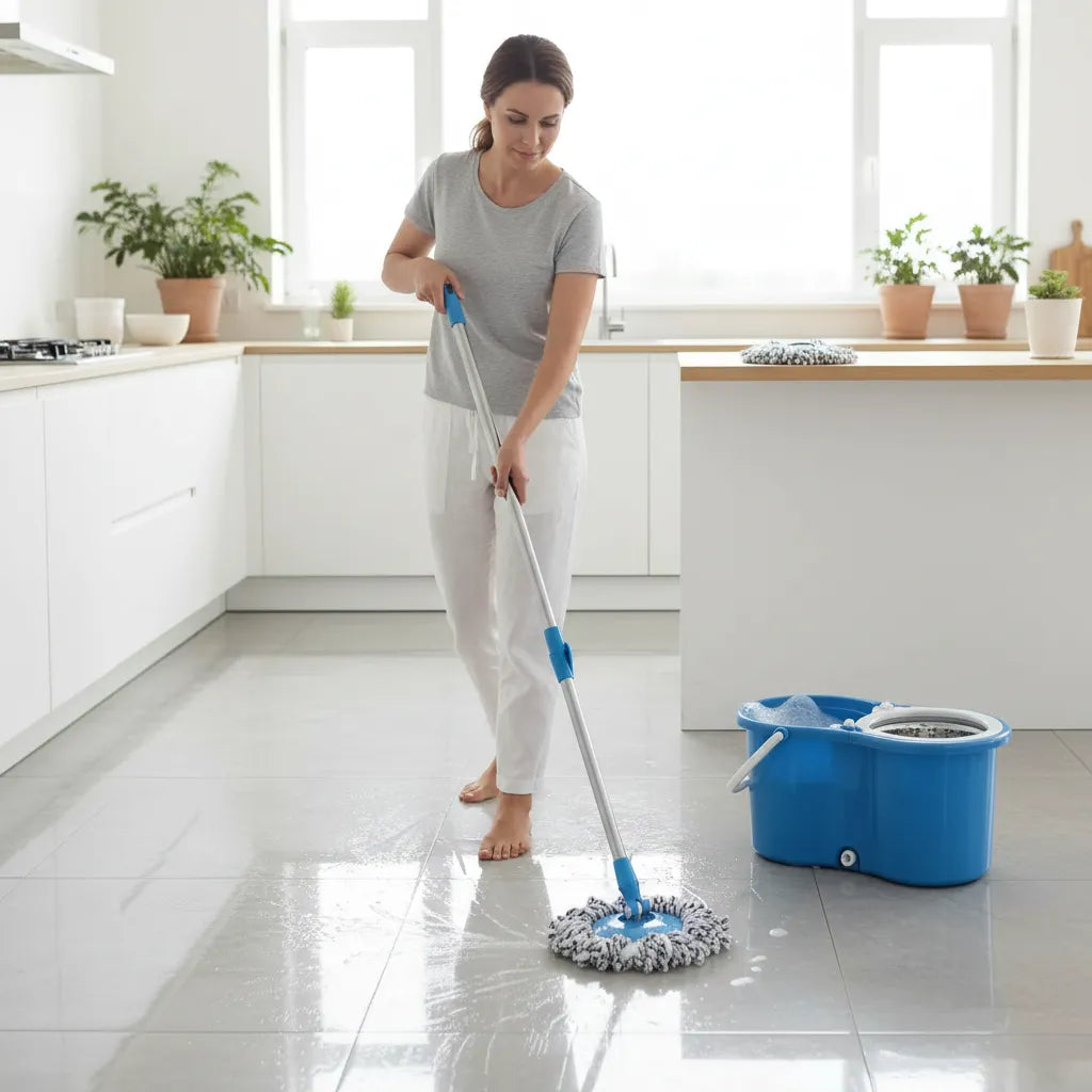 Mopa Giratoria 360° con Balde Centrifugador Celeste