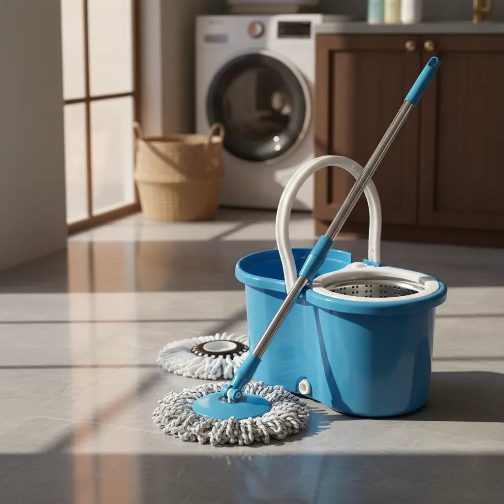 Mopa Giratoria 360° con Balde Centrifugador Celeste