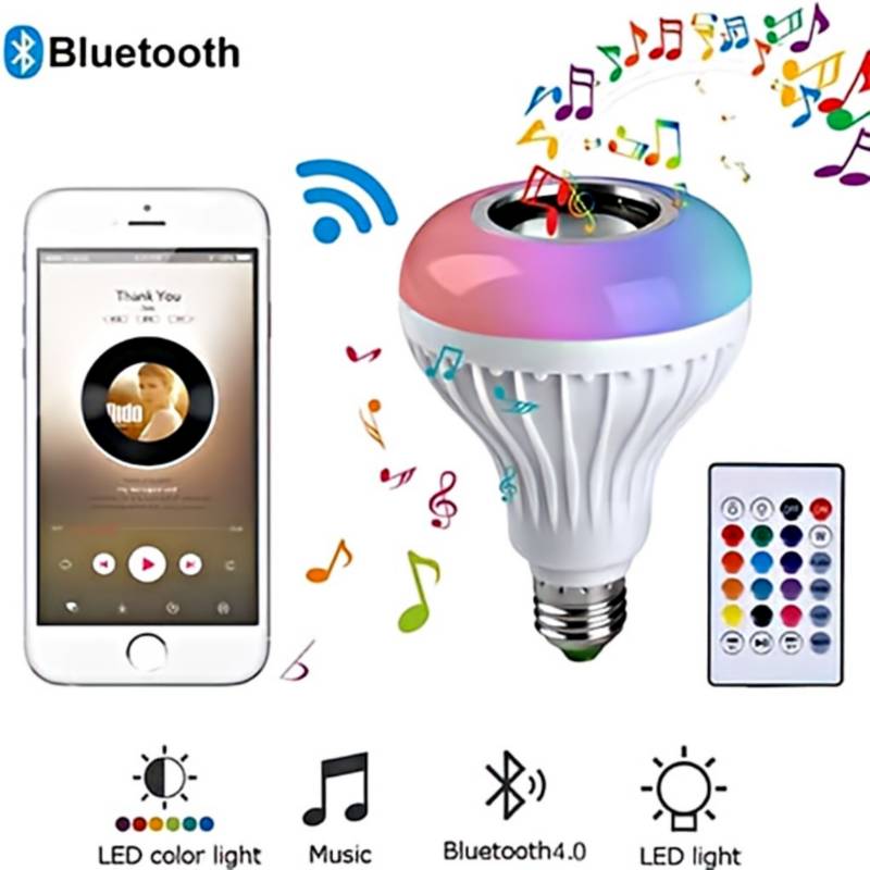 Lampara RGB Bluetooth con Parlante y Control Remoto