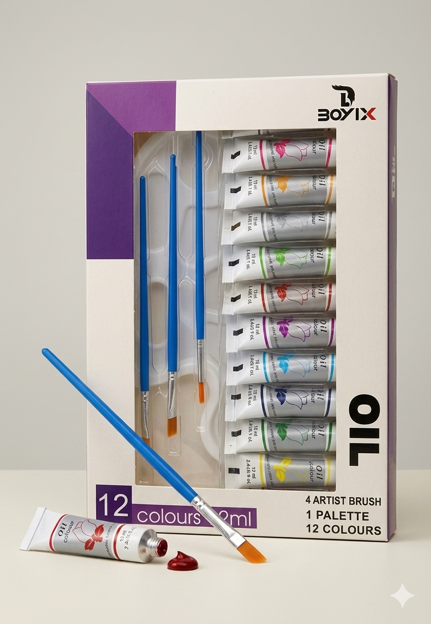 Óleos x12 con pinceles y paleta