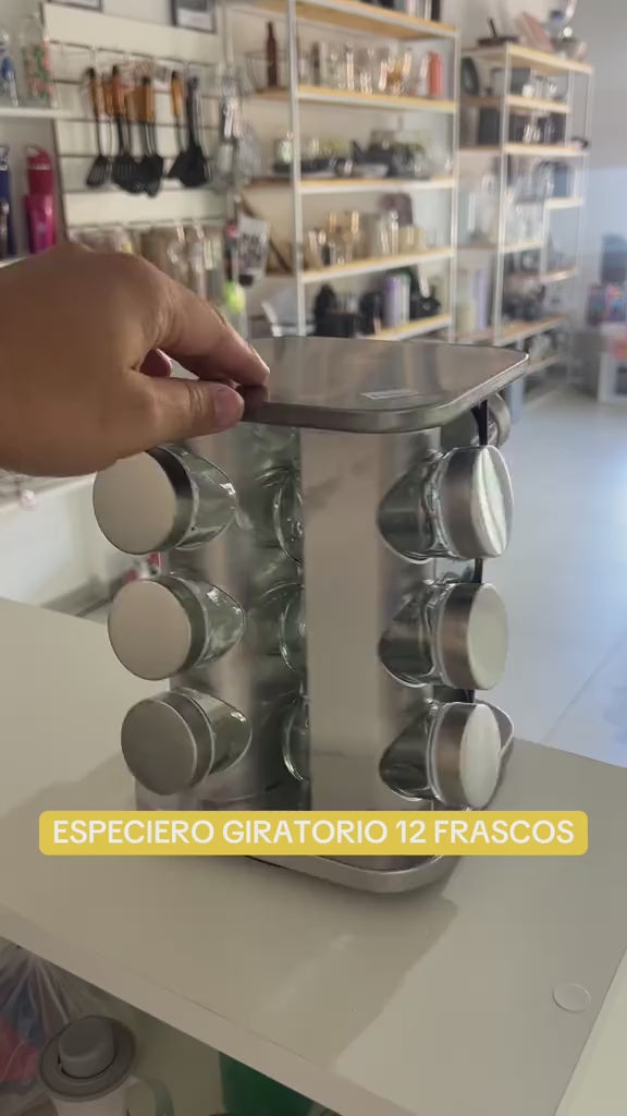 Especiero Giratorio con 12 Frascos de vidrio