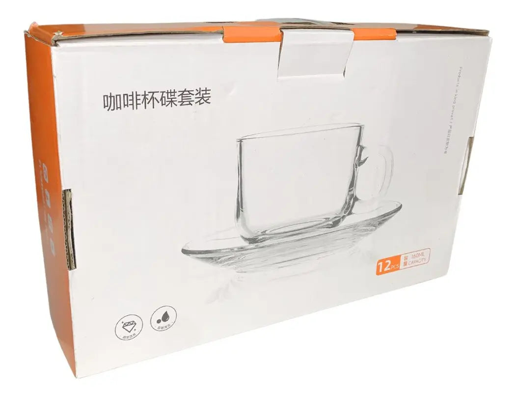 Set de tazas y platos de vidrio para te 12pcs.